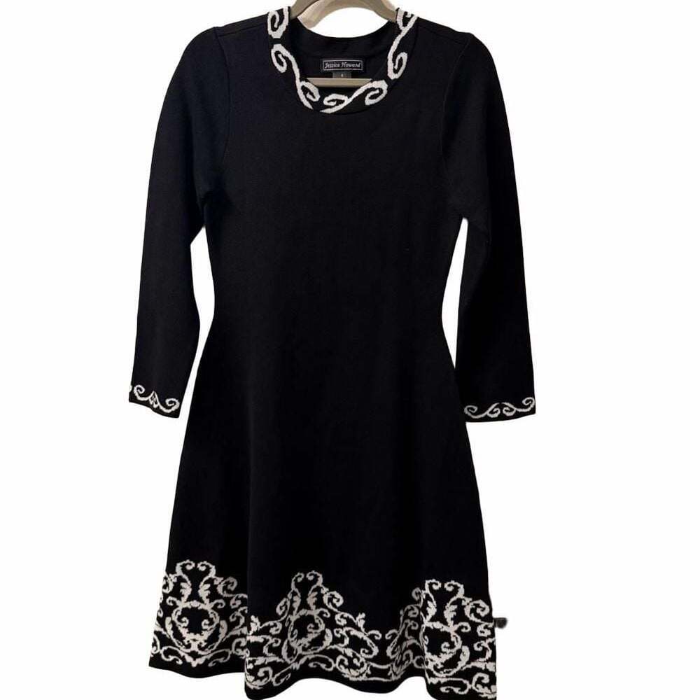 Jessica Howard Black and White Patterned Dress